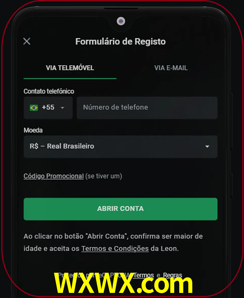Abra o aplicativo e inicie o processo de registro.