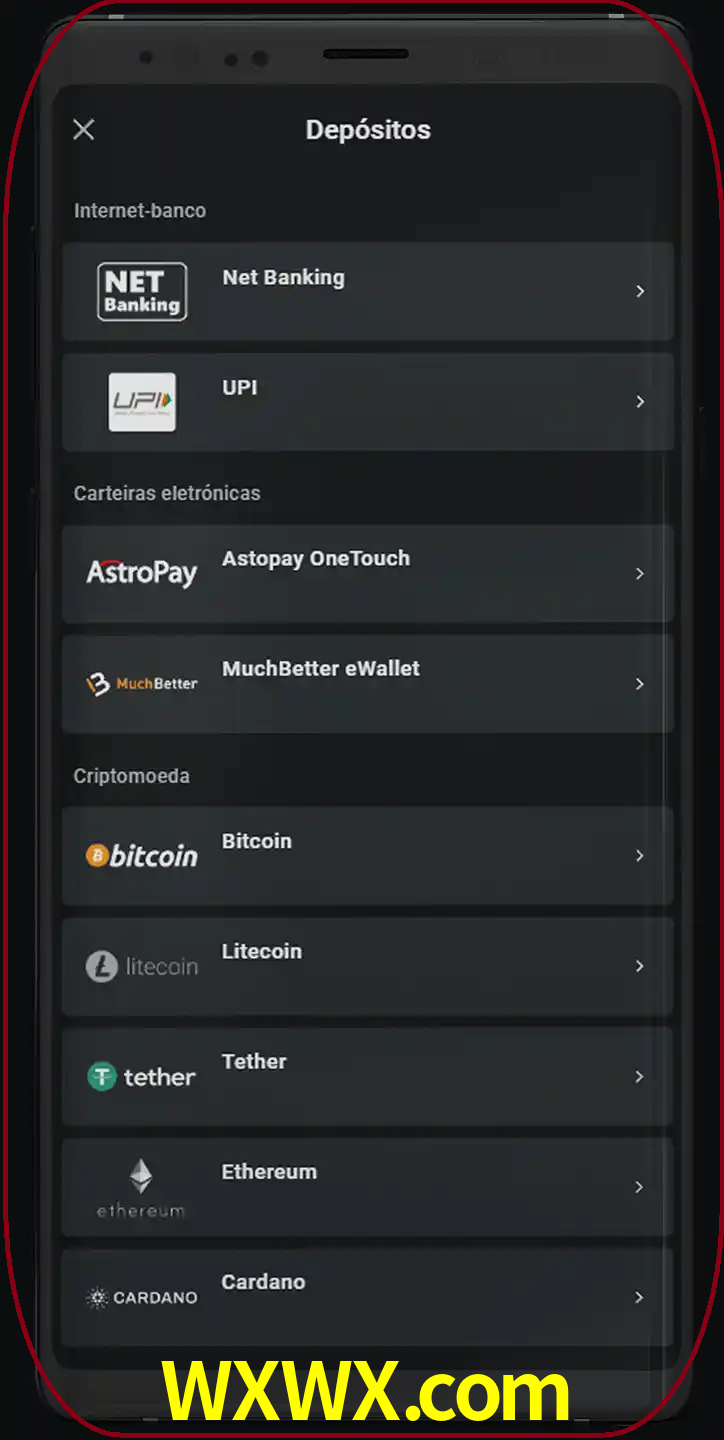 Você pode usar métodos alternativos de depósito.