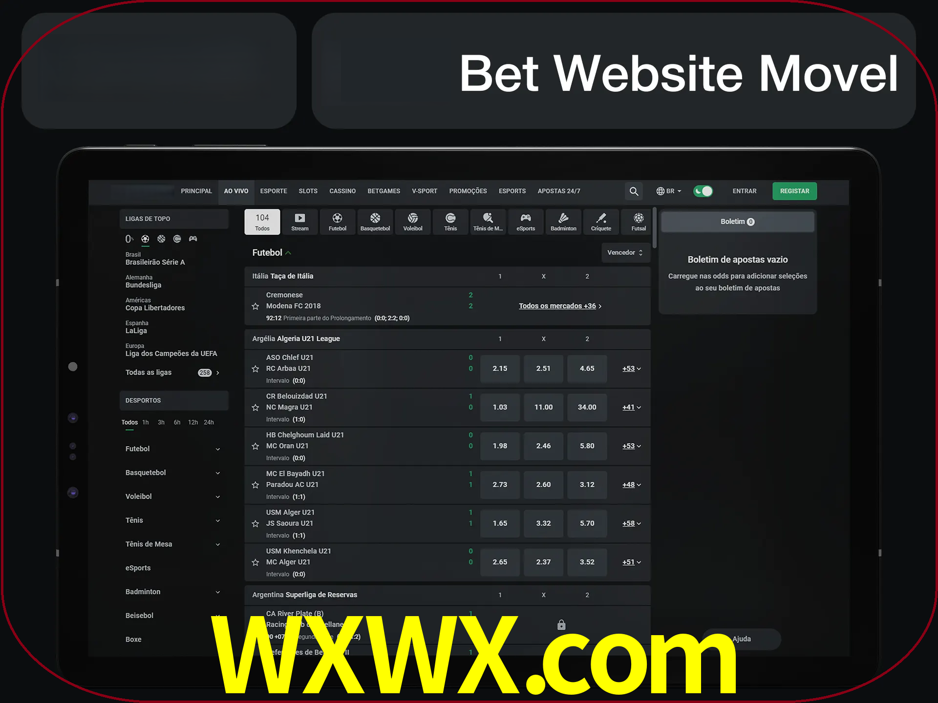Use nosso website em qualquer dispositivo.