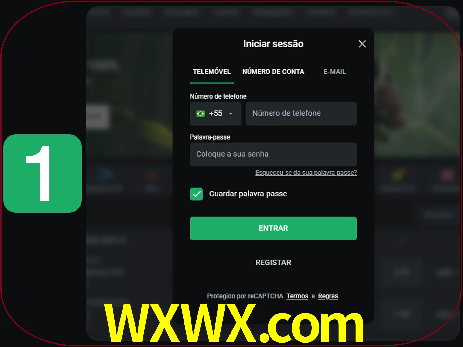 Clique no botão Entrar.
